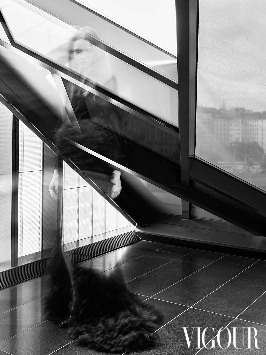 Editorial fashion portrait in a modern urban interior - Look 05